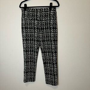Scapa Lauren Perre Designer Plaid Black White Stretch Womens Pants Size S NWT